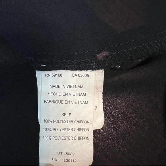 Karen Kane Sheer Navy Embroidered Tie Waist Blouse XL - Picture 6 of 6